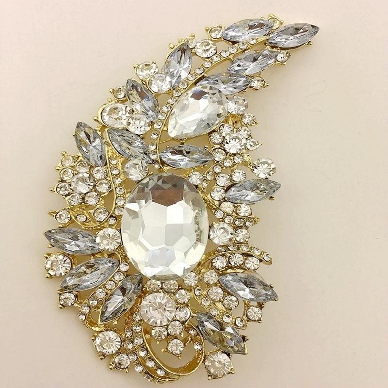Luxury Full Crystal Exaggerated Broocch Badges For Women Men Elegant Rhinestone Waterdrop Pin  Lady Clothing Coat Corsages