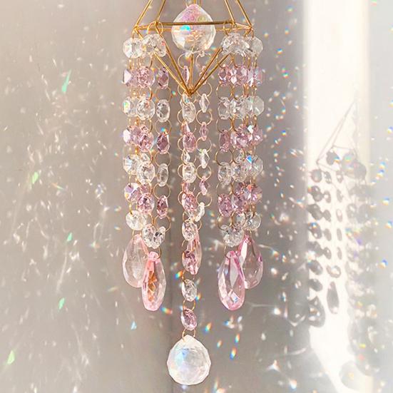 Faux Crystal Suncatcher Wind Chimes for Outside, Prisms Window Hanging Rainbow Maker for Garden Home Indoor Outdoor Decor