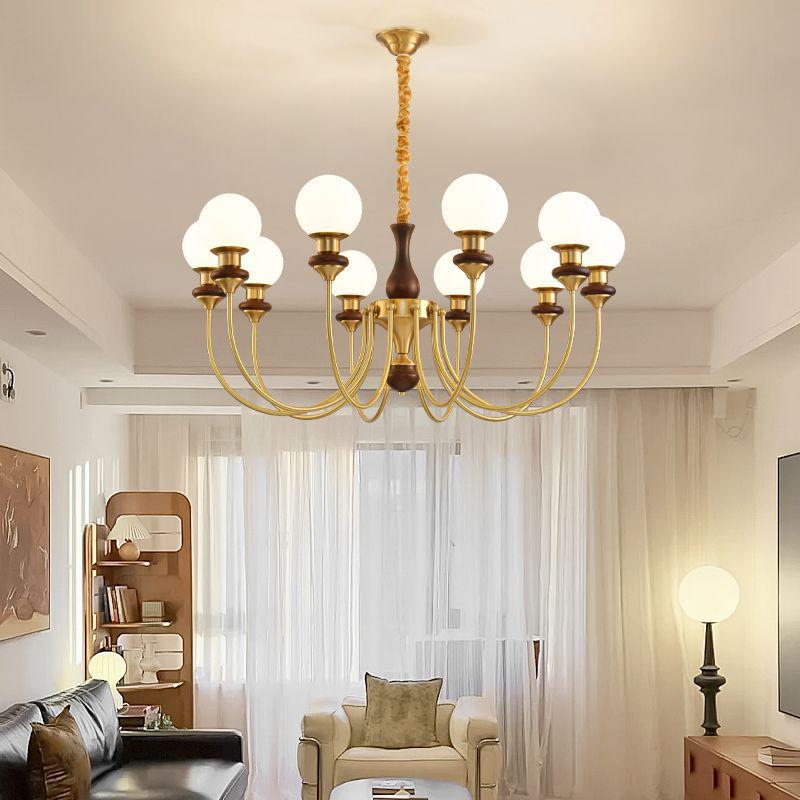 

Люстра в американском стиле середины века: Массив дерева и ореховое стекло для гостиной/столовой