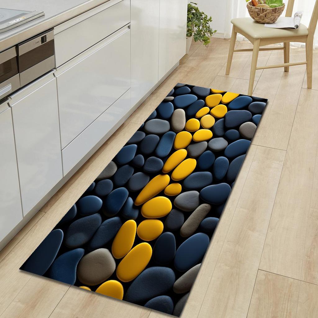 1Pcs Pebble Pattern Floor Mat Modern Kitchen Polyester Rug Non-Slip Colorful Indoor Carpet, For Home Bathroom Bedroom Living Room Decor