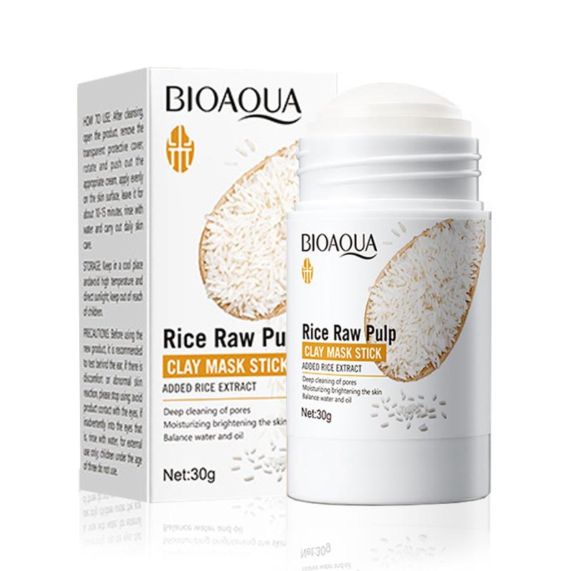 BIOAQUA White Rice Face Mask Moisturizing Stick Mud Blackhead Removal Firming Clay Anti Wrinkle Facial Masks Skin Care Products
