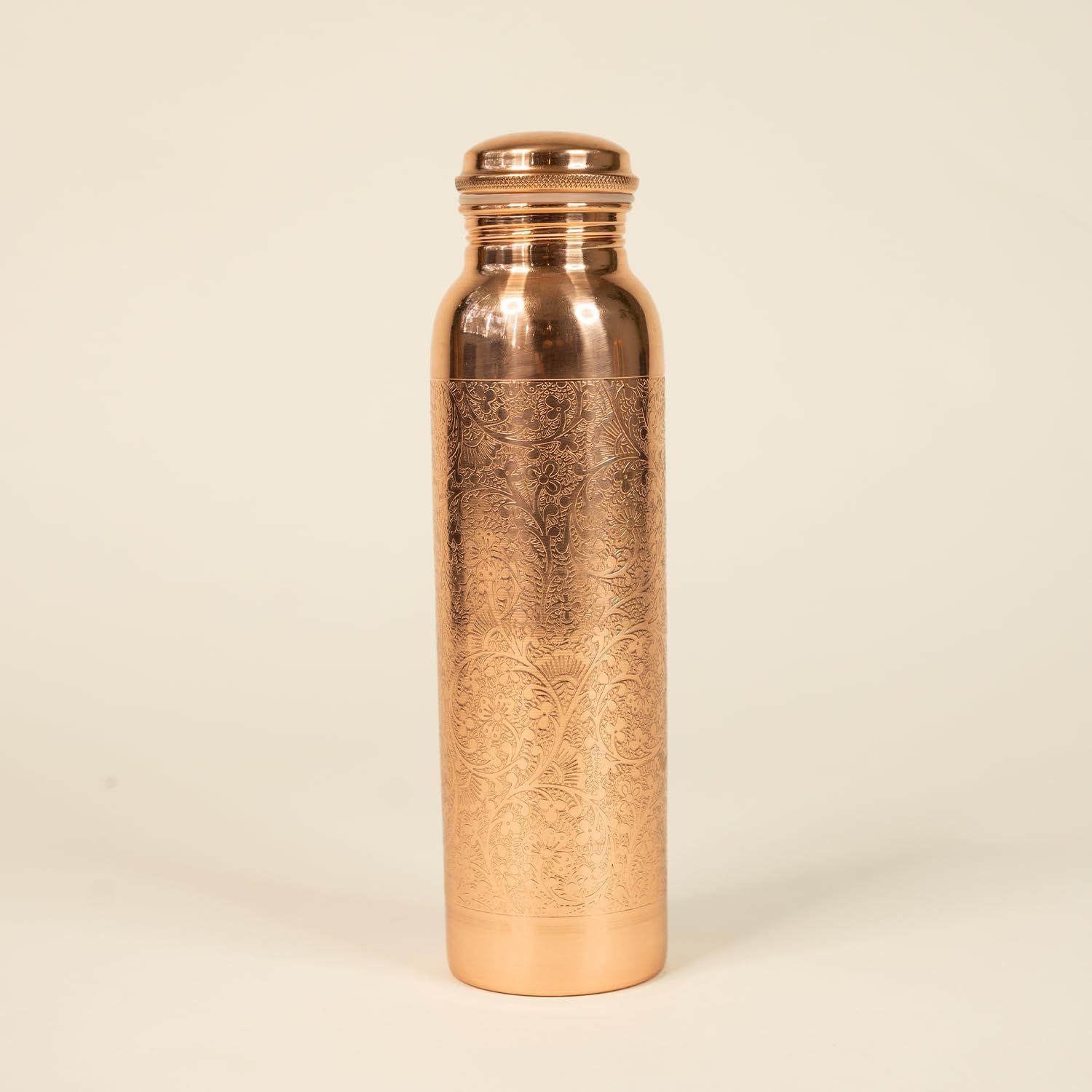 

Медная бутылка для воды | Бутылка для воды из 100% чистой меди (1 литр) | Антимикробная, Антиоксидантная и Не содержащая БФА Офисная Бутылка,