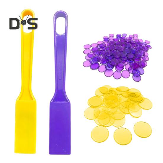 1 Set Magnetic Wands Kit with 200 Bingo Chips Multi-color Metal Ringed Transparent Discs Tokens Math Learning Counting Sorting Game Educational