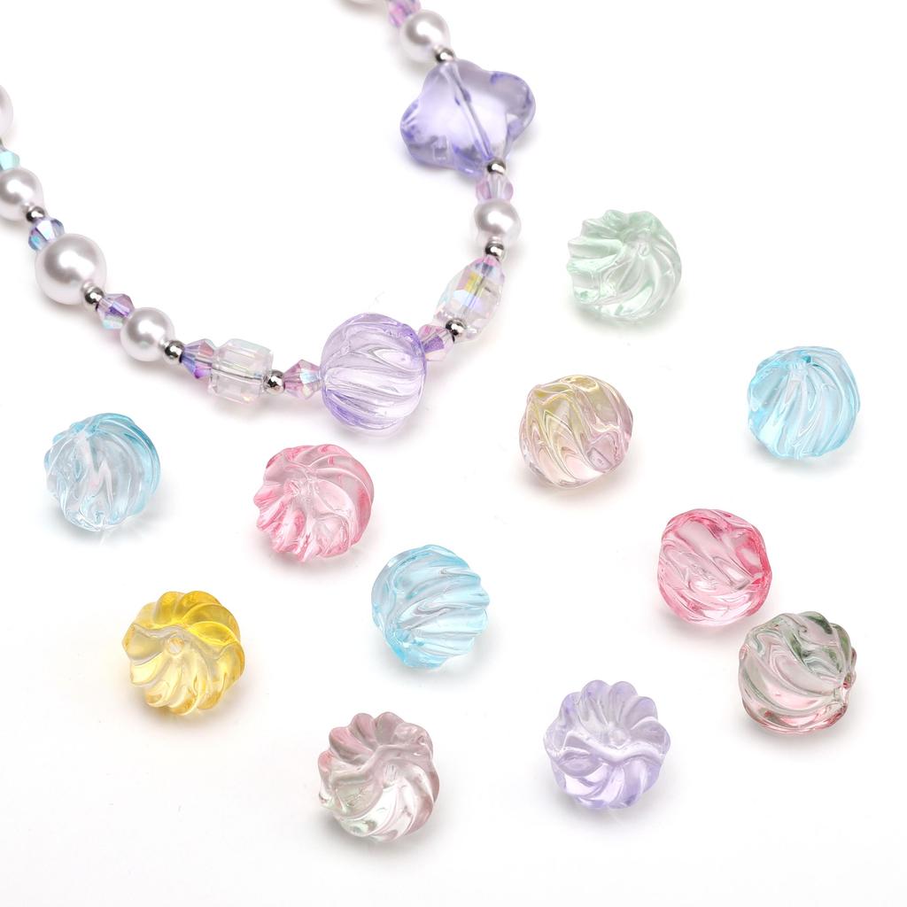 Ribbed Glass Beads Textured Loose Spacers for DIY Jewelry 5 Pcs