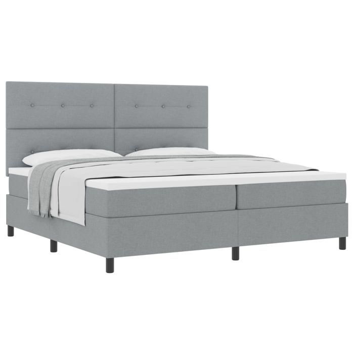 VidaXL Lit à ressorts avec Matelas Gris Clair 200x200 cm Tissu 3339413