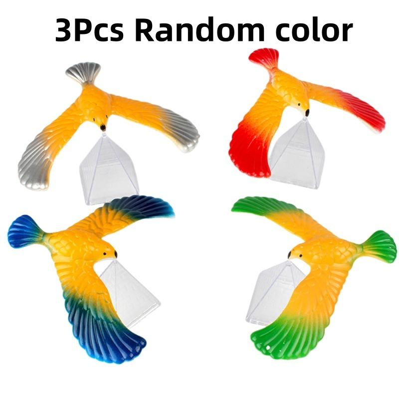 

3Pcs Balancing Eagle with Pyramid Stand Magic Bird Desk Decor Funny Gadgets Novelty Toys for Children s Gift Miniature Figurines OneSize