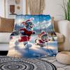 Christmas Tom and Jerry Santa Claus Snowscape Wall Art PrintBlanket Flannel Throw Blanket for Sofa, Bed, Travel, Camping, Office