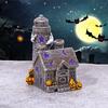 Halloween Spooky Haunted House Resin Figurine With Ghost Pumpkin Details Mini Ornament For Diy Micro Landscape Desktop Decor