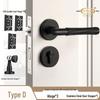 Black Knurled Magnetic Silent Door Handle with Lock for Bedroom Wood Doors