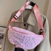 Sequin PU Leather Chest Bag for Women Trendy Crossbody Bag Sling Banana Bag Shiny Shoulder Bag Phone Waist Bag Handbags Purse