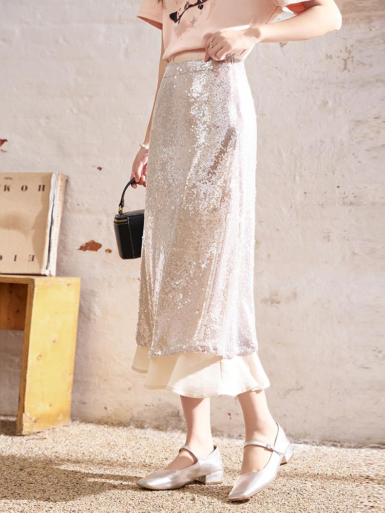 Mishow Dámská sukně 2024 Nová jarní sukně s vysokým pasem Elegantní výklenek Design All-match Flitry A-line sukně MXD11B0203