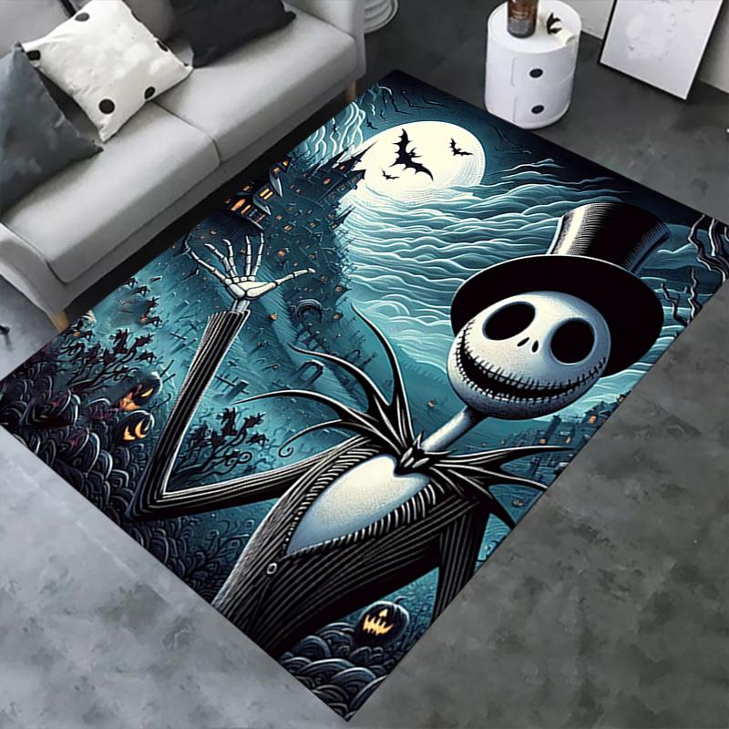 Office Rug Jack Skellington, Halloween Town Theme 3D Printed Anti-Slip Rug-Machine Washable for Living Room
