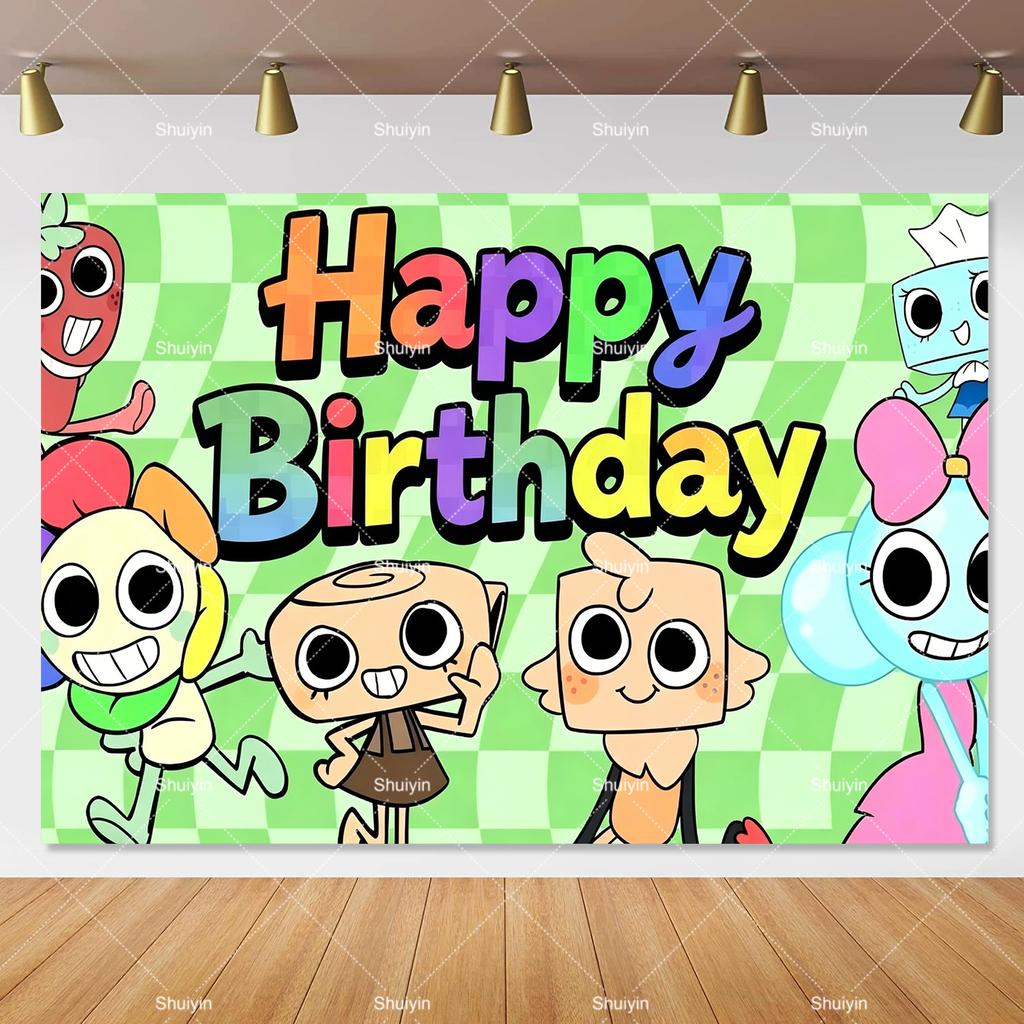Cartoon DAndy World Backdrop Kids Birthday Decorations Party Supplies Baby Shower Banner Photo Shoot Props Boy Girls Favor Gifts