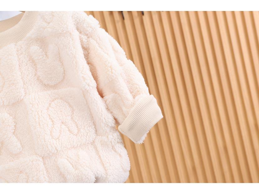 2023 Kids' Velvet Jacquard Long Sleeve Pajama Set - Warm Two-Piece
