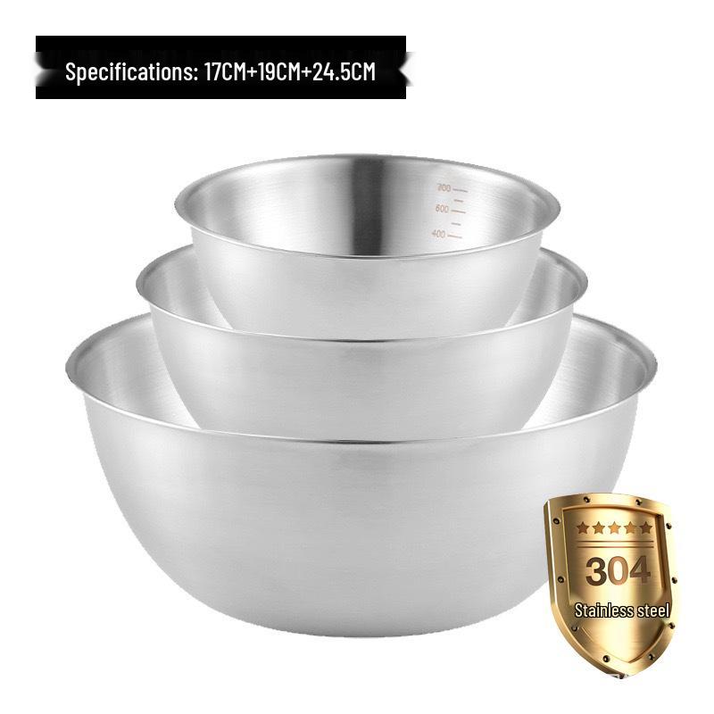 304 Edelstahl Rührschüssel im japanischen Stil mit Skala für Salat, Eierschlagen, Backen und Teigmischen - Goldfarbenes Finish