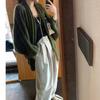 Women's Khaki Batwing Sleeve Knit Sweater - Loose, Slimming & Versatile for Autumn/Winter
