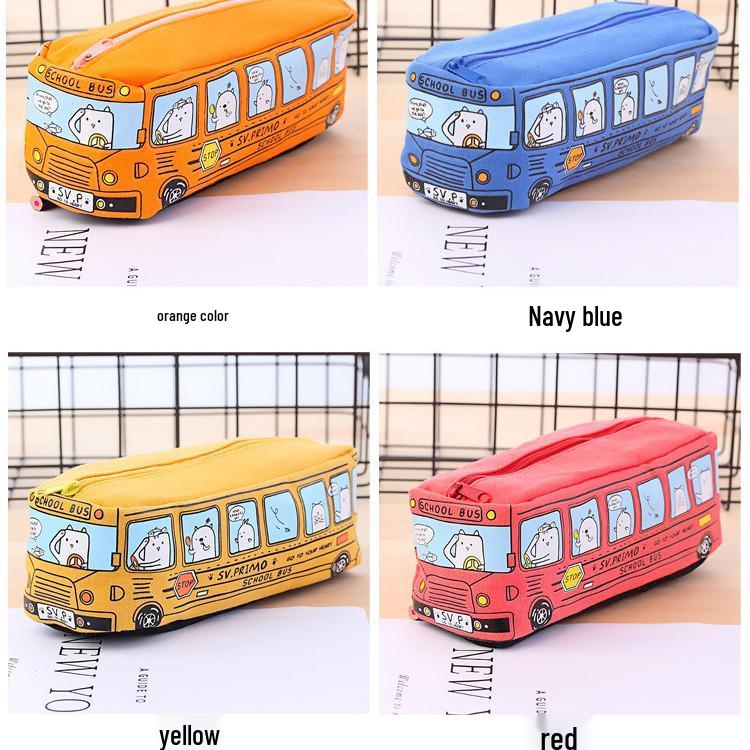 Creative Large Capacity Bus Pencil Case for Kindergarten and Primary School - Korean Style Simple Pencil Box