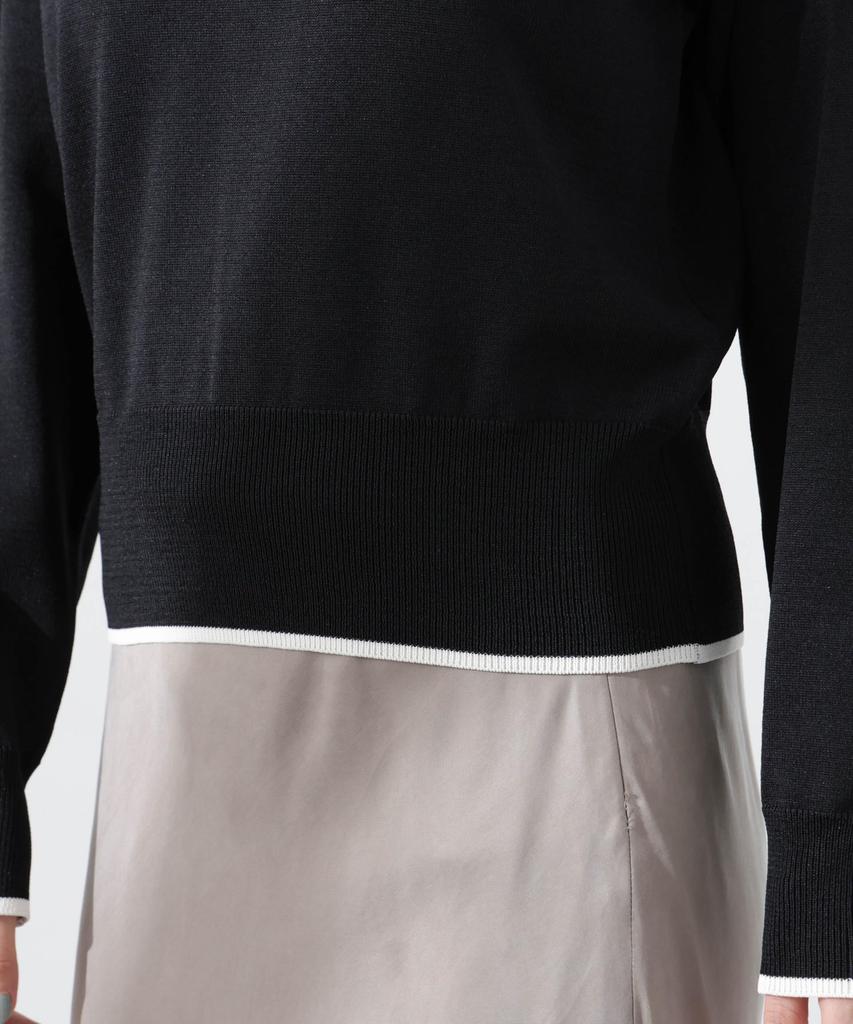 Nano Universe Machine Washable UV Protection Button Detail Knit F Women's Two-Tone Sweater, Black, 010, 673-5122313