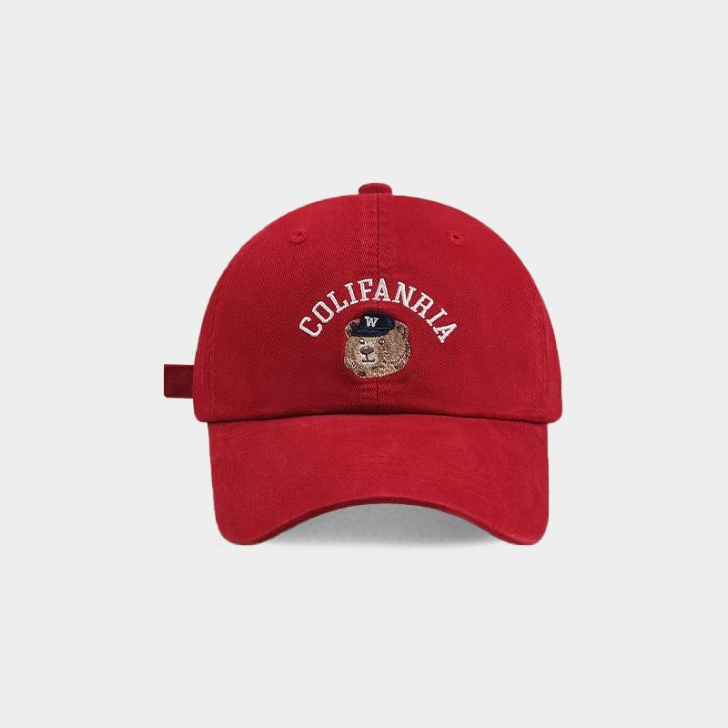 Embroidered Bear Baseball Cap Versatile Spring and Summer Korean Outdoor Sun Protection Face Protecting Small Duckball Cap American Sun Hat