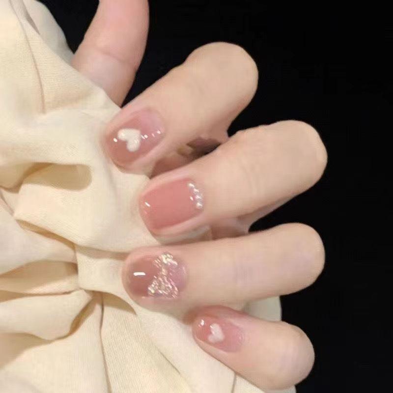 Sweet Lovely Heart Bowknot Nail Stickers Ice Clear Removable Design Artistic