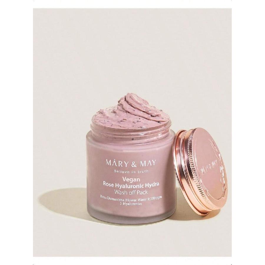 Mary&May Vegan Rose Hyaluronic Hydra Wash Off Mask 30ml Or 125ml - Cream Caly Mask For Moisturizing, Pore Purifying, Skin Softening - Korean Skincare