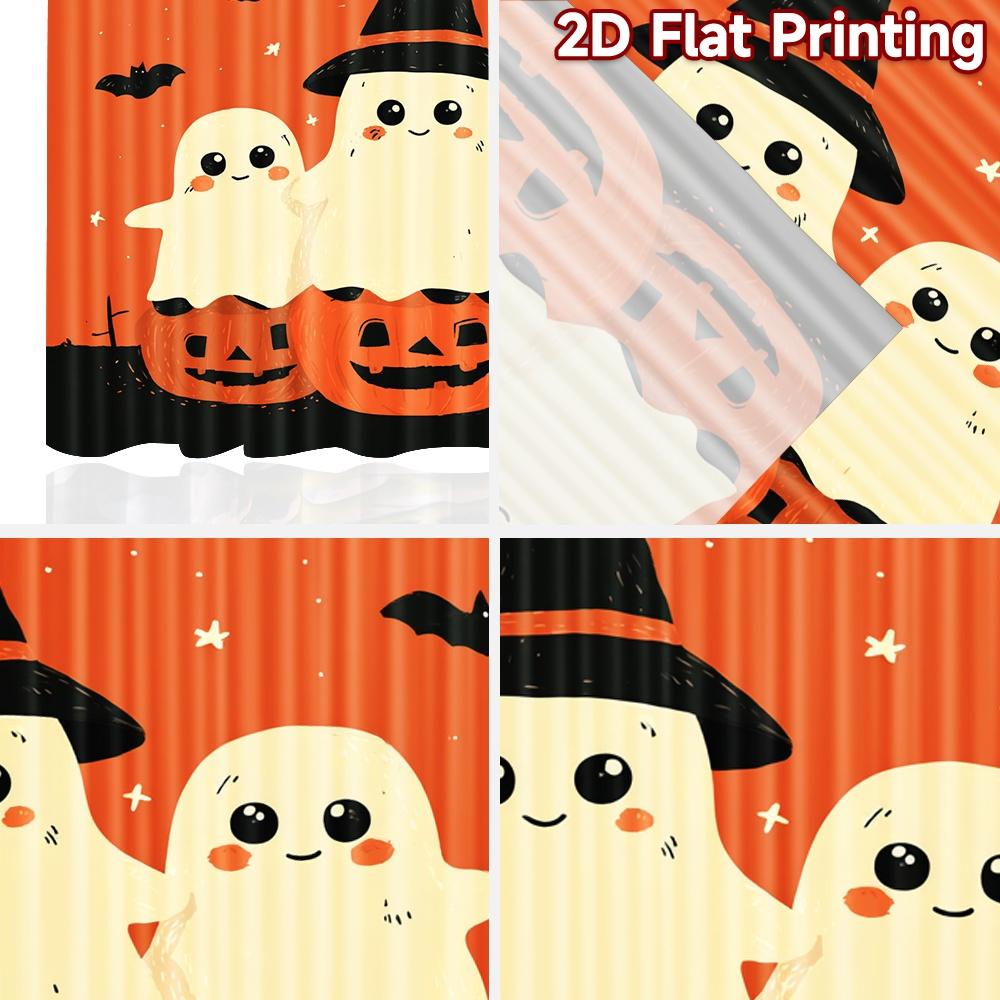2D FLAT PRINTING 2pcs Curtains (Without Rod) Halloween Ghosts and Pumpkins April Fools is Day Festival Popular Curtains&Drapes