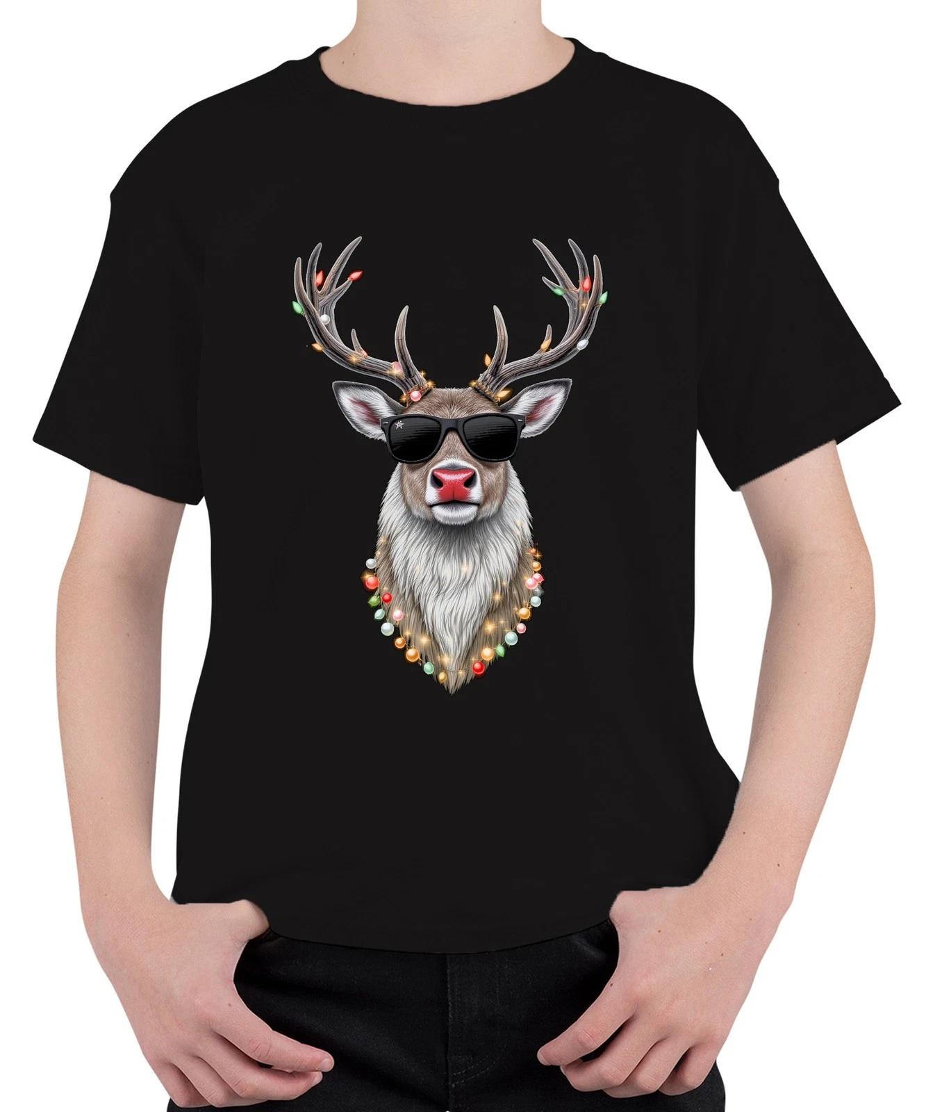 Weihnachten Rentier Sonnenbrille Lichterkette Rudolph Cool Retro Unisex Kinder T L