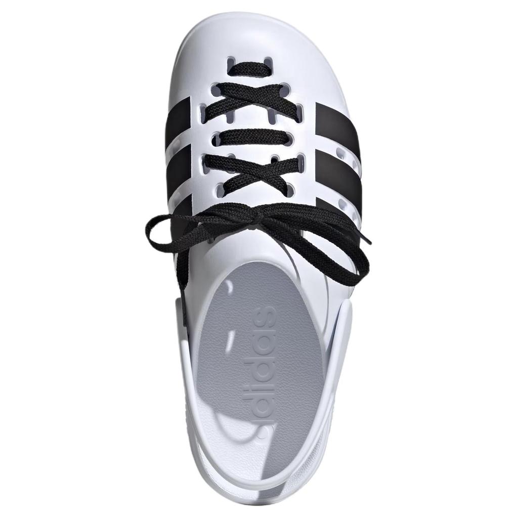 adidas Adilette Clog 2.0 White Black Laces Unisex Sneakers Cloud-White Core-Black Gold-Metallic JR4027
