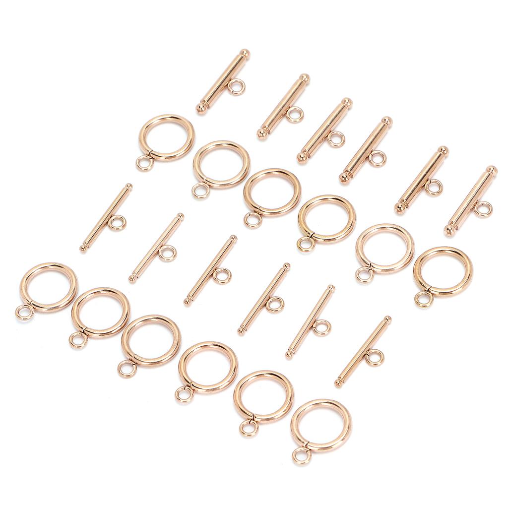 Okrągłe zapięcia przełączane ze stali nierdzewnej Zapięcia T-bar do naszyjnika DIY Biżuteria Różowe złoto