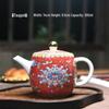 Enamel Color Ceramic Tea Set with Hand-Painted Floral Design, White Porcelain Kung Fu Brewer with Handle