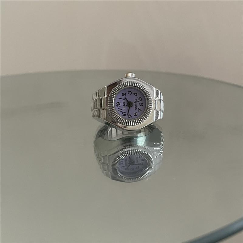 Creative Alloy Vintage Y2K Finger Watch Rings for Women Men Elastic Stretchy Roman Quartz Mini Watches Rings Punk Anillos Gift