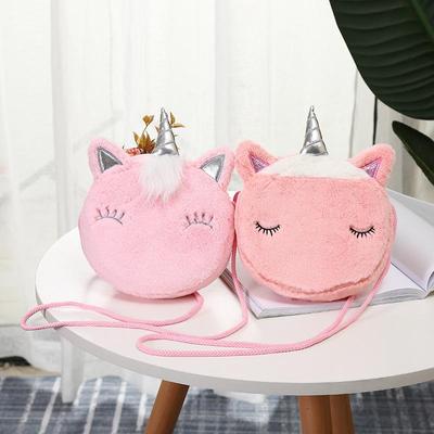 Kinder Cartoon Niedliches Mädchen Einhorn Persönlichkeit Design Buntes Fell Einzel Schulter Crossbody Tasche
