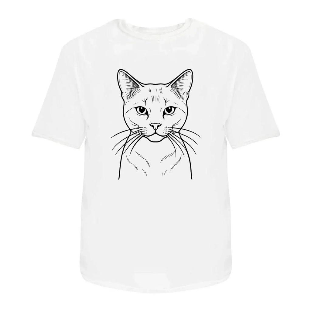T Shirt quot Cat Portrait 100 Baumwolle S XXL TA059777 vintage Washed Stretched Unisex fashion Top For Everyday Wear