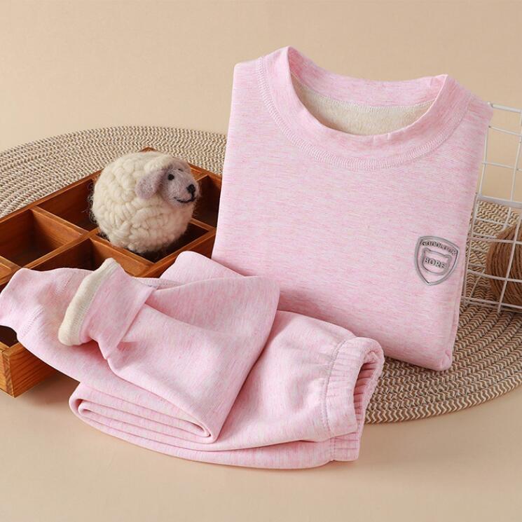 Ensemble de Sous-vêtements Chauds pour Enfants Neuf 2 Pièces/Ensemble Garçons et Filles Hiver Dessin Animé Épais Col Rond Vêtements de Nuit