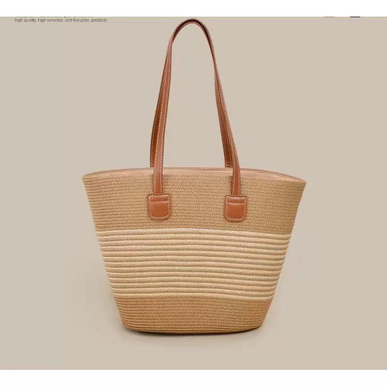 Beach Vacation Straw Bag New Shoulder Bag Summer Straw Tote Bag Large Capacity Portable Woven Bag
