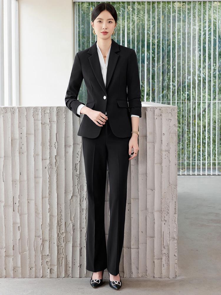 Women's Professional Suit Set: Formal Workwear for Spring and Autumn - High-End Pantsuit for Hotel Sales Managers