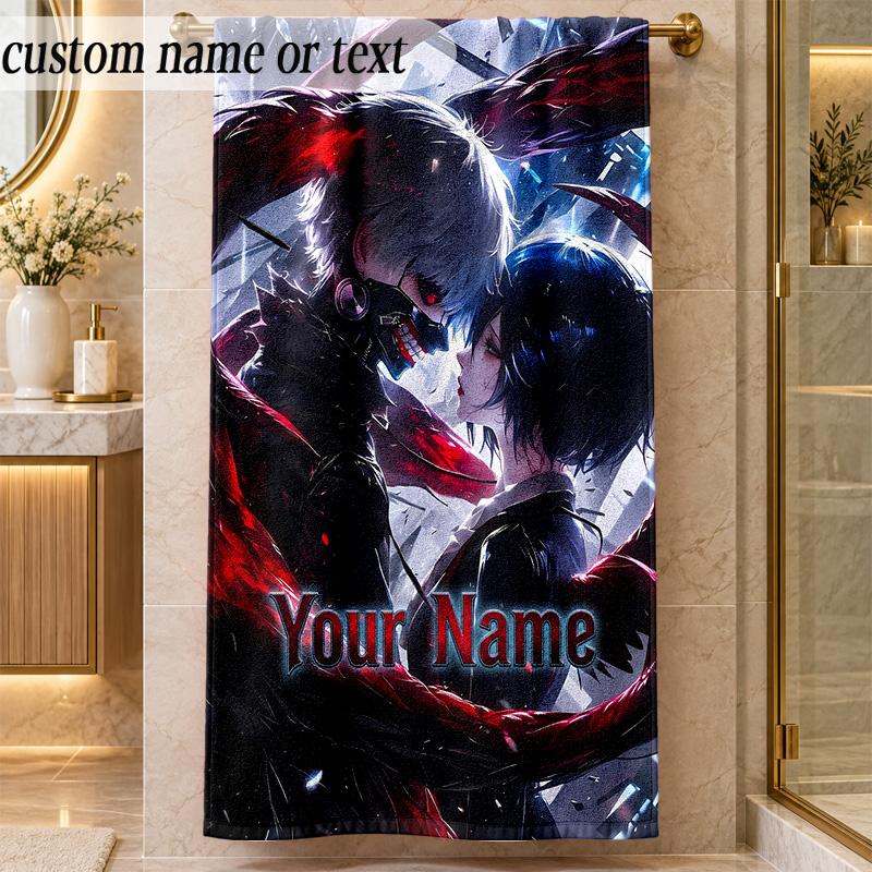 Beach TowelTokyo Ghoul Custom Name Text Personalized Soft Towel for Beach Pool Indoor Home Decor Gift
