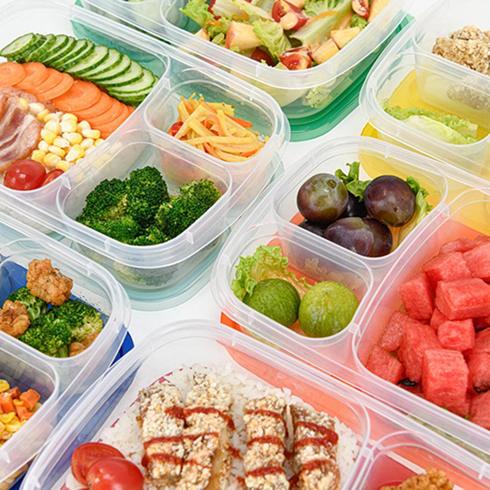 3 Compartments Rice/Noodles Container Versatile PP Food Storage Container Leakproof Microwaveable for Working Traveling Camping