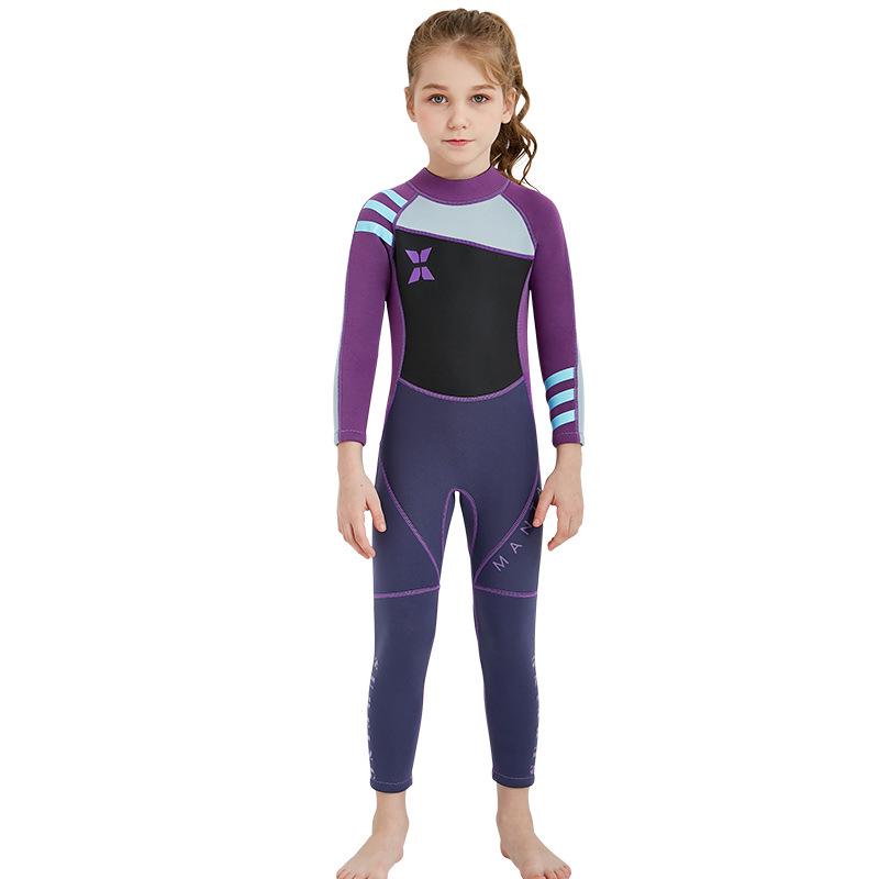 Girls' Long Sleeve 2.5MM Wetsuit: Thickened, Warm, UV-Protected One-Piece for Surfing and Snorkeling