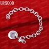925 Sterling Silver Round Pendant Bracelet Chain Fashion Wedding Jewelry