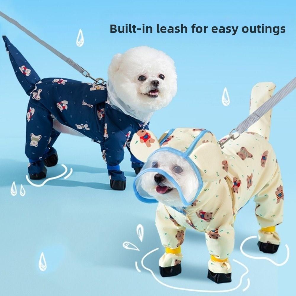 Windproof Dog Rain Cloak Cartoon Four Leg Raincoat Stylish Small Dog Clothes  Cats