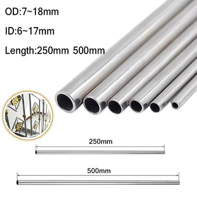 10pcs~1pcs 304 Stainless Steel Round Capillary Seamless Straight Tube 13x11mm 14x12mm 10x8mm 16x14mm18x16mm 250mm/500mm Long