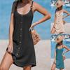 European and American Cross-border New Product 2026 Amazon Sleeveless Suspender Sexy Pullover Button Vest Dress Female Explosion
