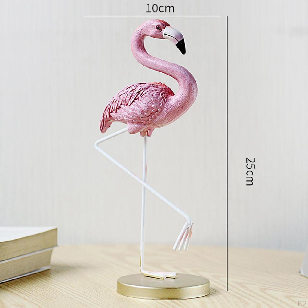 Flamingo Resin Bird Statue with Metal Stand Modern Art Garden Figurine Shaped Sculpture Nordic