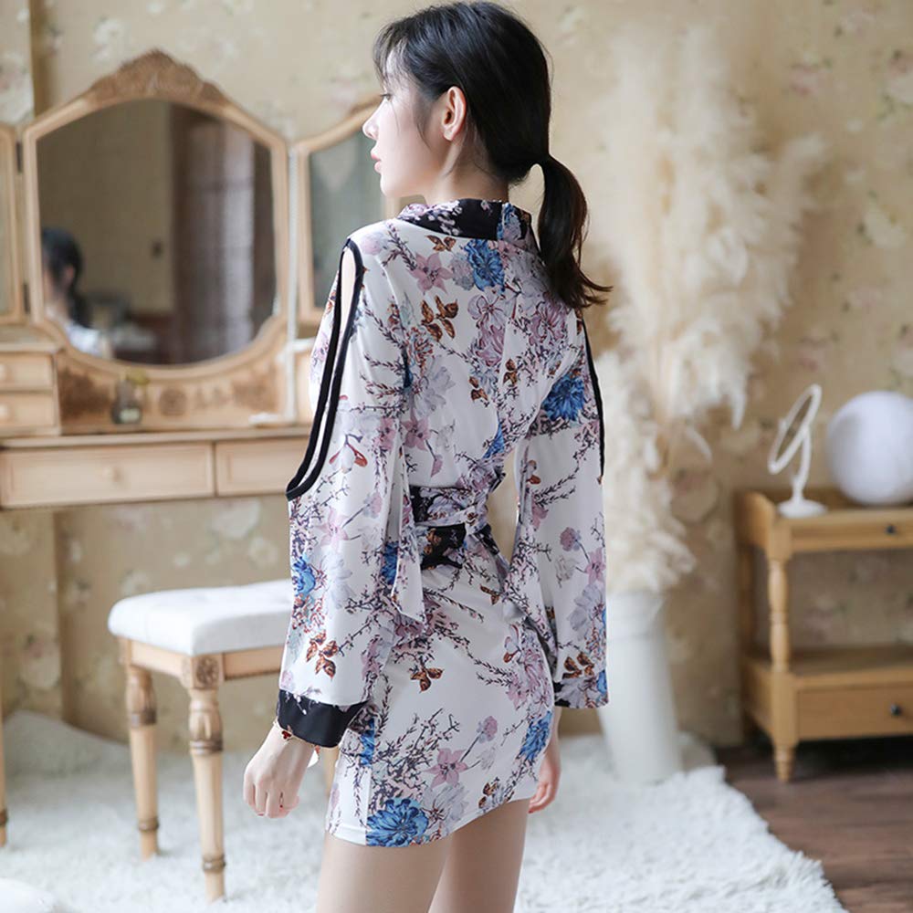 SHLYMP Yukata Sexy Cosplay Erotic Extremely Erotic Oiran Japanese Clothes Kimono Costume Lingerie Underwear Babydoll Pajamas Sleepwear Open Front