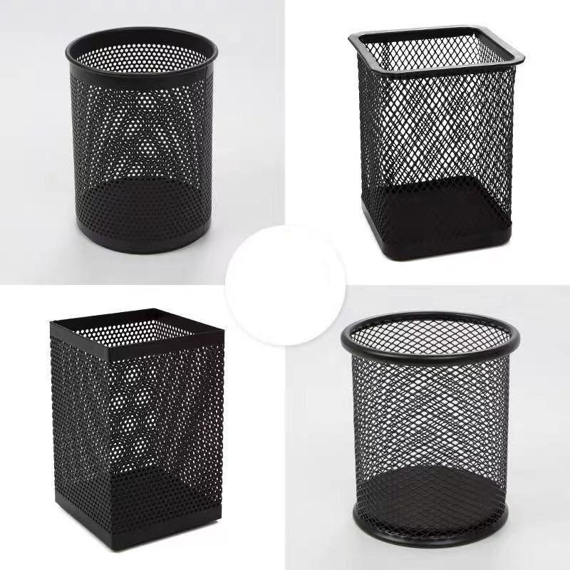 Metal Mesh Pen Holder Square Round Desk Organizer