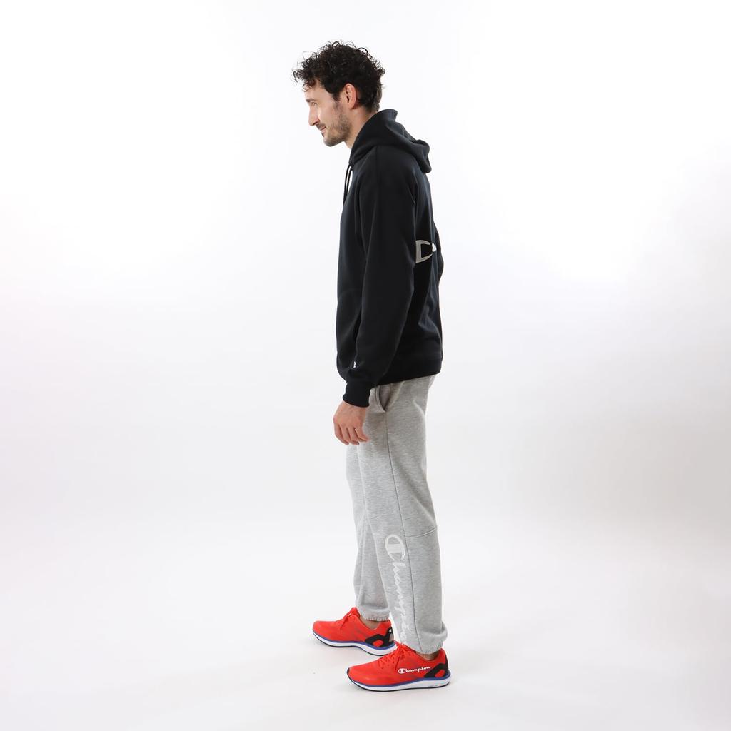 Champion Long Sleeve Stretch Terry Hooded Sweatshirt with Script Logo and Men's Quick-Drying Techweave® Terry, Black, C3-ZS101