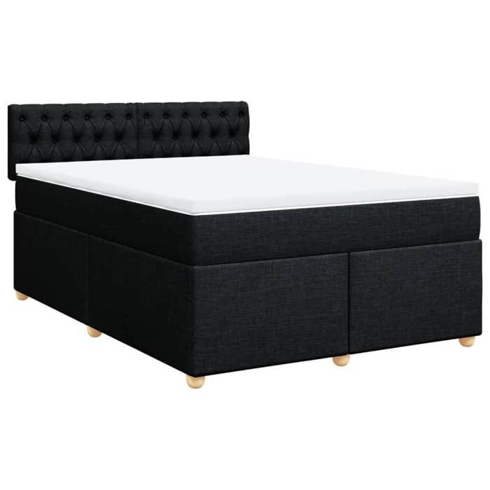 Maison Exclusive - Sommier à lattes de lit avec matelas Noir 140x200 cm Tissu