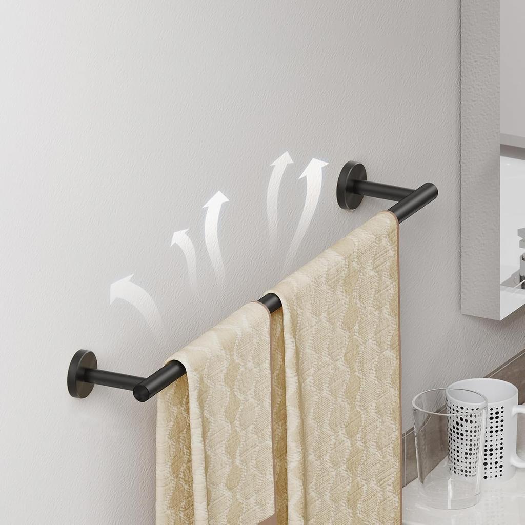 40cm Matte Black Towel Bar Wall Mounted Stainless Steel Towel Holder Bathroom Towel Rack Rails Bar Modern Bath Accessories