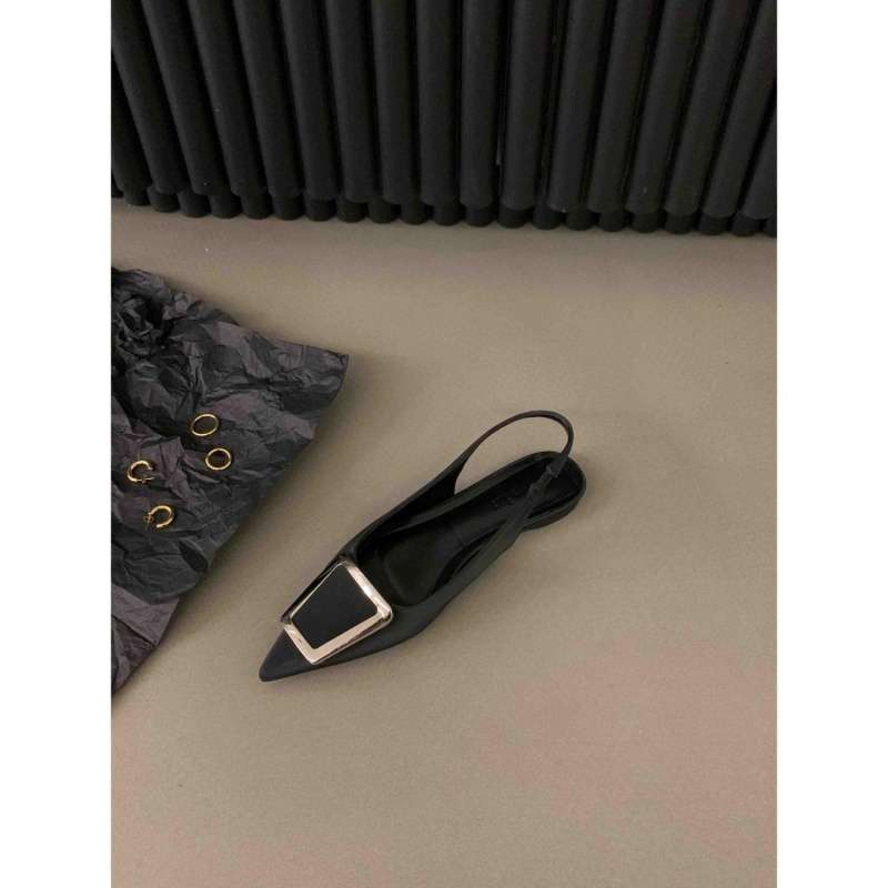 Evening Wind Rhinestone Bow Pointed Black Flat Shoes French Bag Head Sandals 2025 Spring New Women's Shoes Slippers